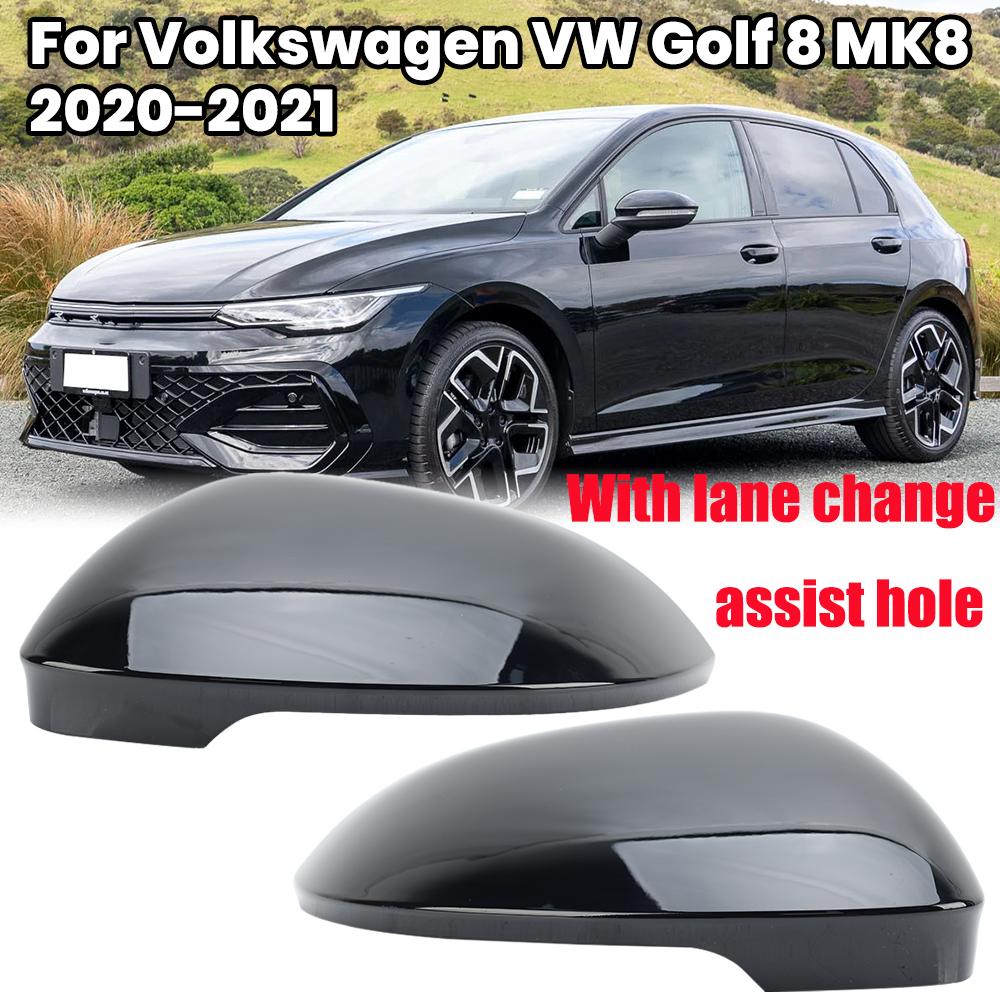 1 Pair Rearview Mirror Cover Cap For VW GOLF 8 MK8 Without Lane Change Assist Hole Side Mirror Cover Cap Car Accessories