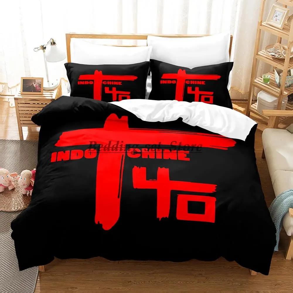 

Logo Indochine Rock Bedding Set Single Twin Full Queen King Size Bed Set Aldult Kid Bedroom Duvetcover Sets 3D Bed Sheet Set EU Single 135x200cm