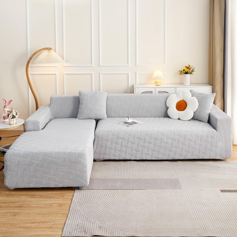 High-end Elastic Solid Color Thick Needle Thickened Jacquard Sofa Cover Embossed Dust Cover All-inclusive Sofa Cover