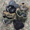 Maschera Facciale Mezza Faccia in Acciaio con Doppia Cinghia V1, Maschera Protettiva Tattica Camo per CS Airsoft Wargame Allenamento