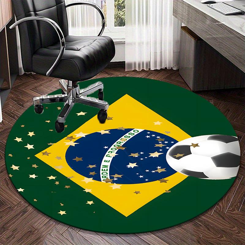 1PC round rug Brazil Artwork Printed Round Area Rug ,Rug For Home Office, Round Chair Rug, Decorative Carpet Fan gifts Christmas gift