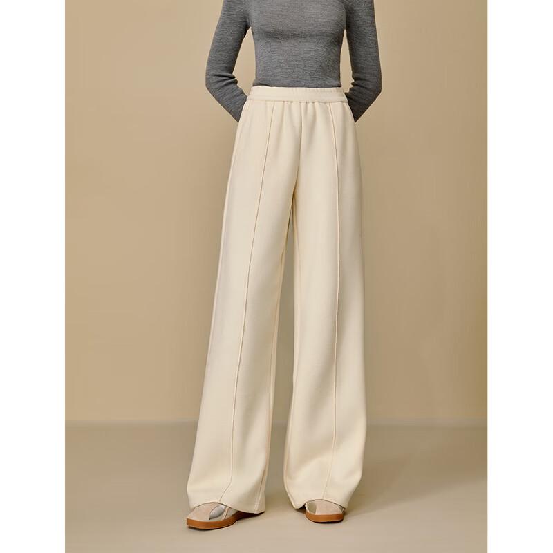 INMAN Women's Casual Wool Blend Knitted Wide-Leg Pants