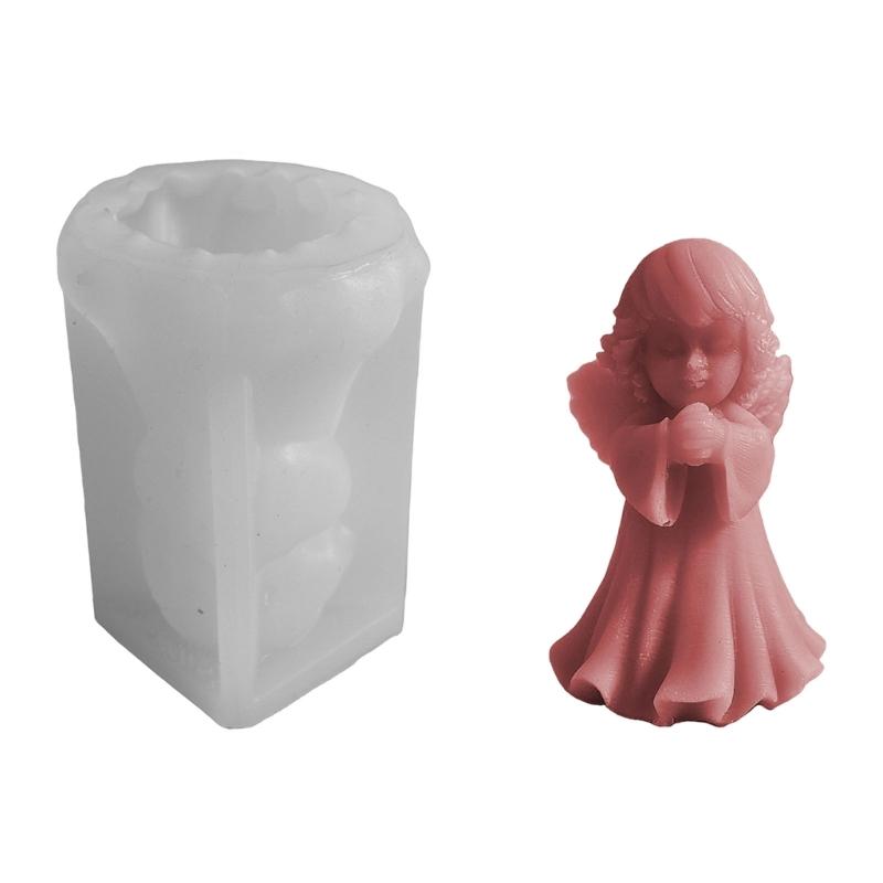 Angel Figurine Silicone Molds for Candle Soap Making Multipurpose Winged Girl Silicones Candle Mould for Epoxy Resin