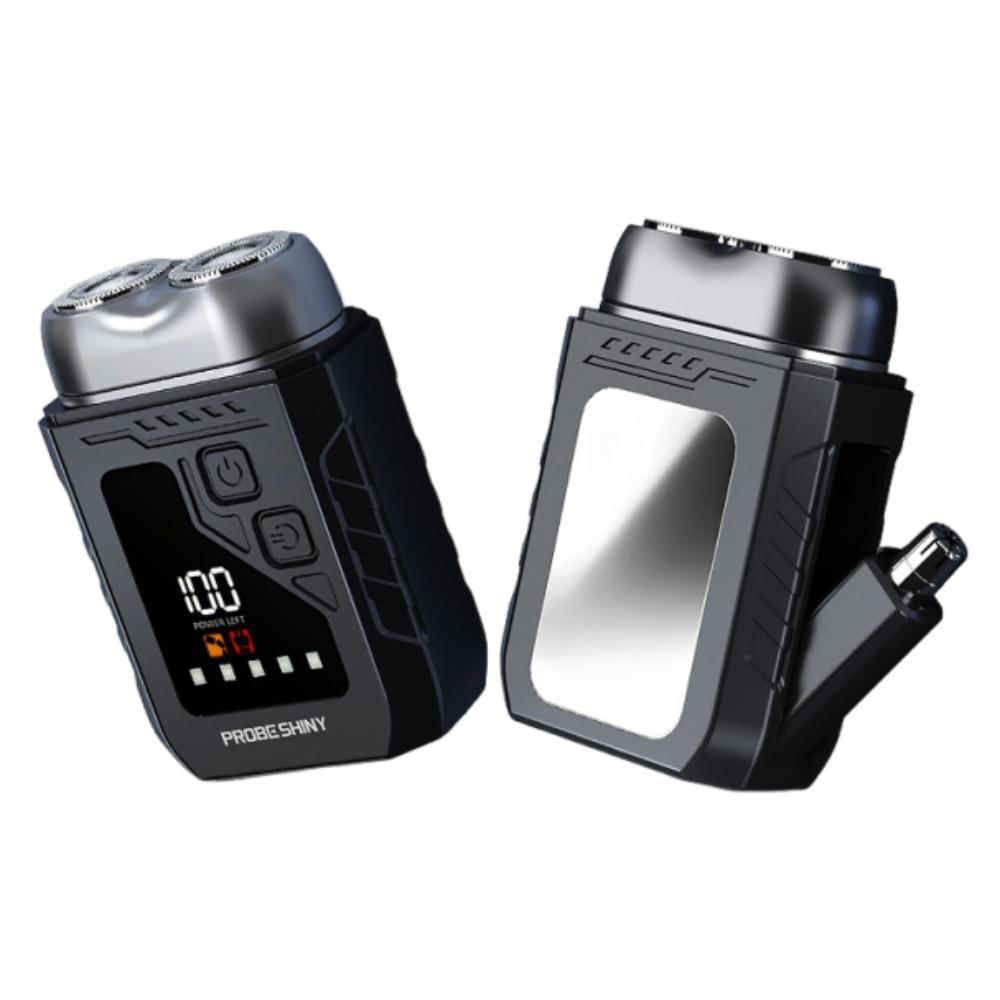 

Digital Display Mini Electric Shaver 2in1 Portable Rotary Razor Smart Nose Hair Clipper Men s Gift чорний