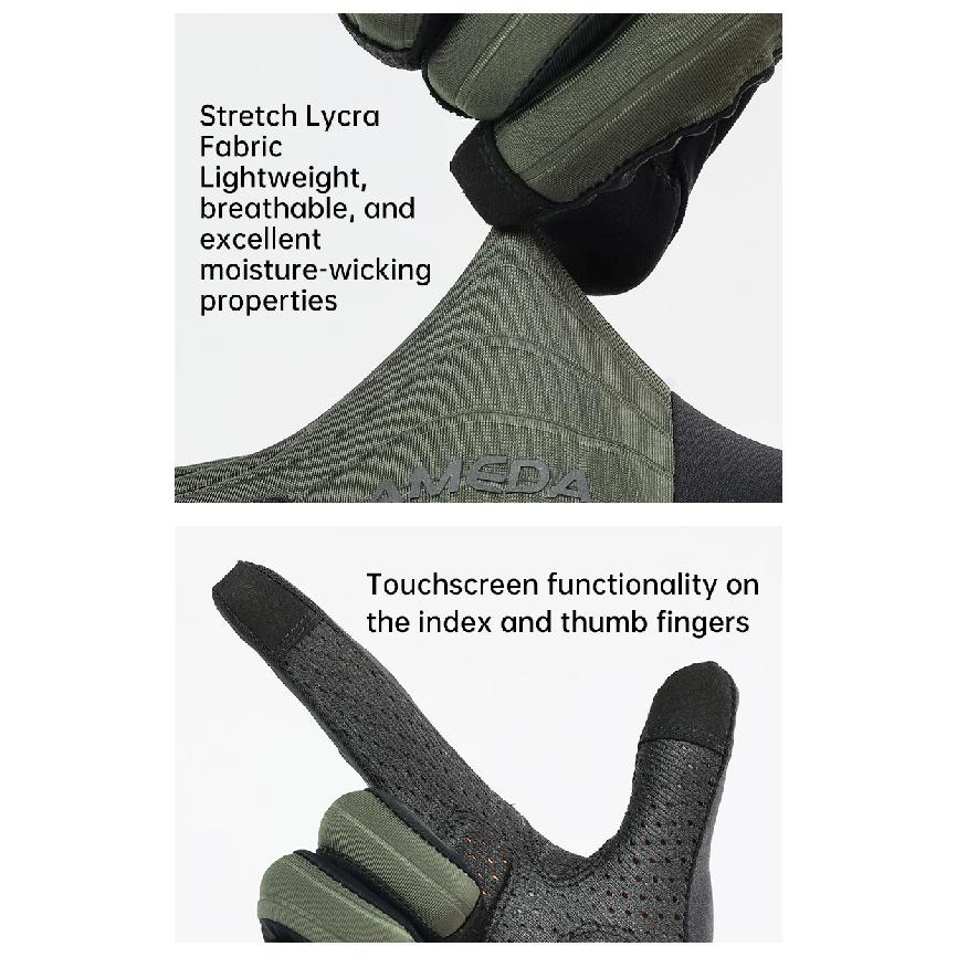LAMEDA Men's Cycling Gloves XRD Pad Touch Screen Road Bike Full Finger Gloves Spring MTB Gloves Breathable Bicycle Accessories