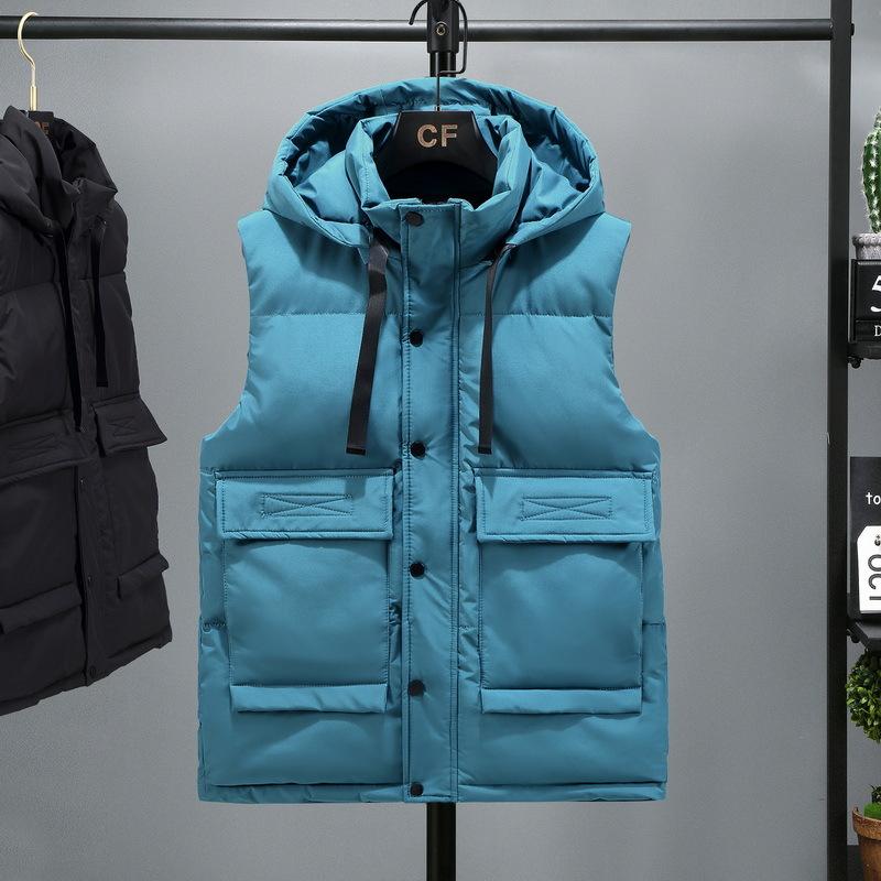 

Жилет мужской пуховый хлопковый осенне-зимний с капюшоном и утолщенными плечами рабочая жилетка куртка XXL