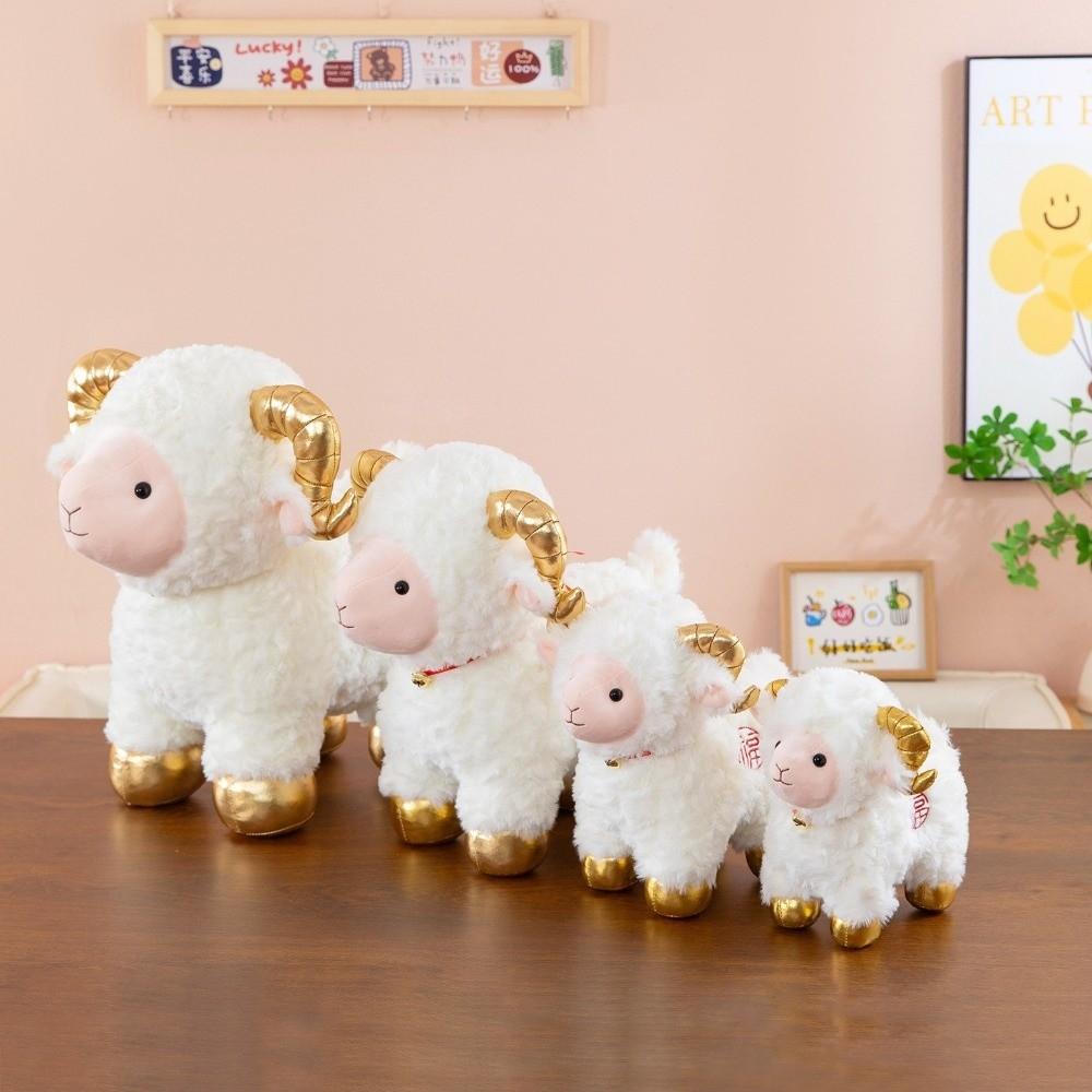 With Scarf Plush Sheep Toy With Bell Curly-haired Lamb Plush Sheep Throw Pillow New Year Decor