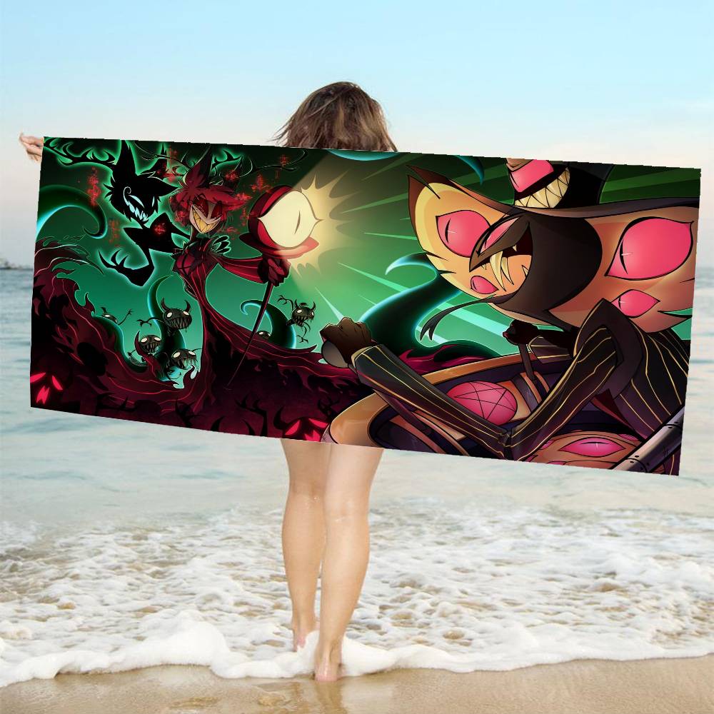 Popular Anime el H-Hazbin Bath Towel Microfiber Soft Water Absorbing Breathable For Kids Decorative Cartoon Beach Towel