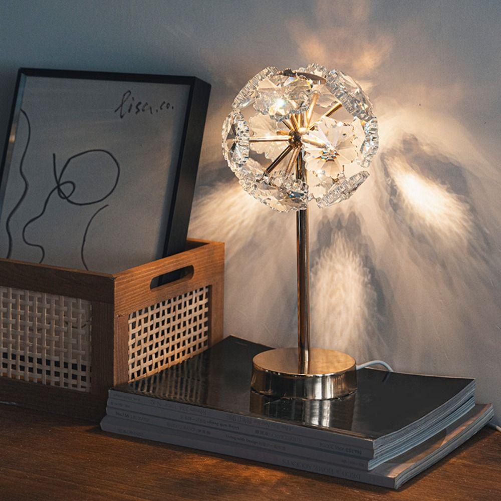Crystal Lamp Shade Crystal Table Lamp 3 Color Lights Dimmable Decoration Desk Light Soft Lights Romantic Indoor Lighting Home