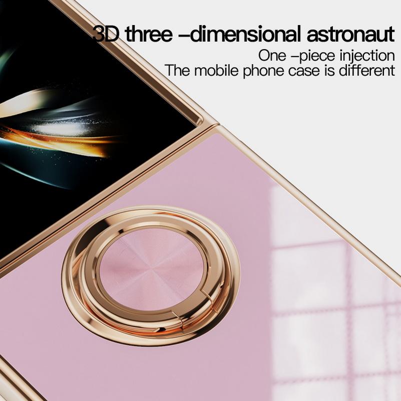 Handyhülle für Samsung Galaxy Z Flip 7 flip7 Silikonständer Schöne Beschichtung Metallringhalter Abdeckung