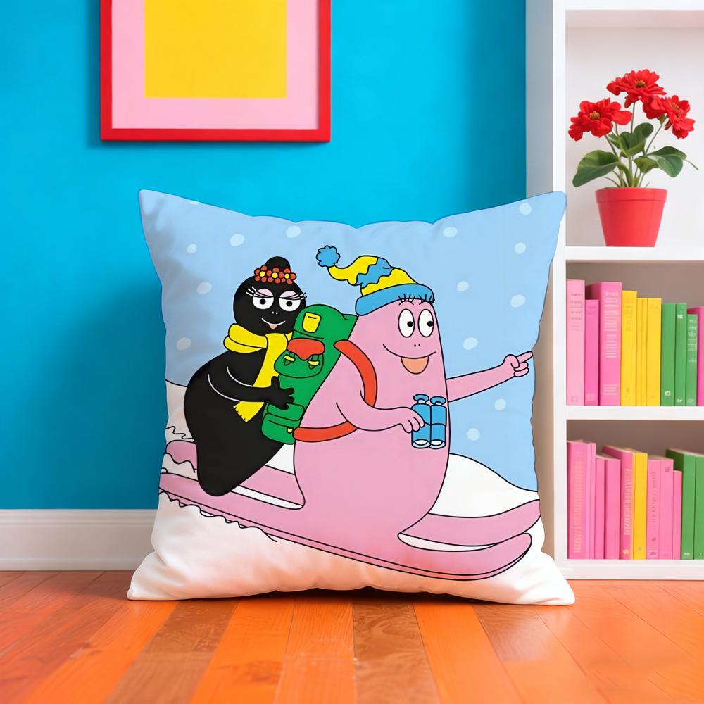 Cartoon Cute B-Barbapapas Cushion Cover Plush Fabric Soft Double-Sided Printed Sofa Warm Winter Home Gift Pillow Case