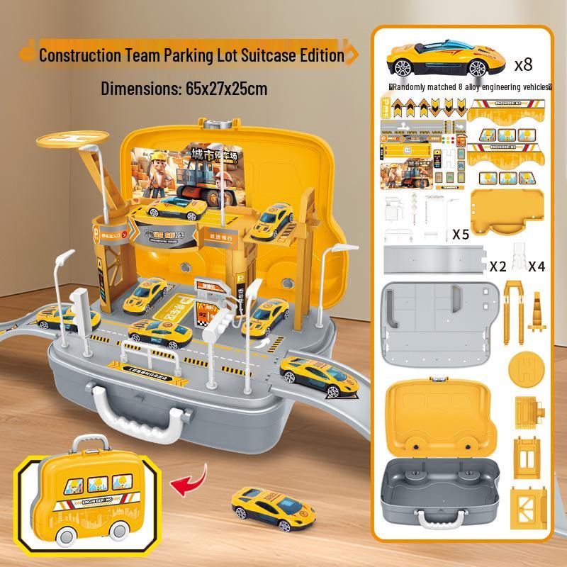 Multifunctional Police Building Blocks Set with Vehicle Launcher and Urban Rail Parking Garage