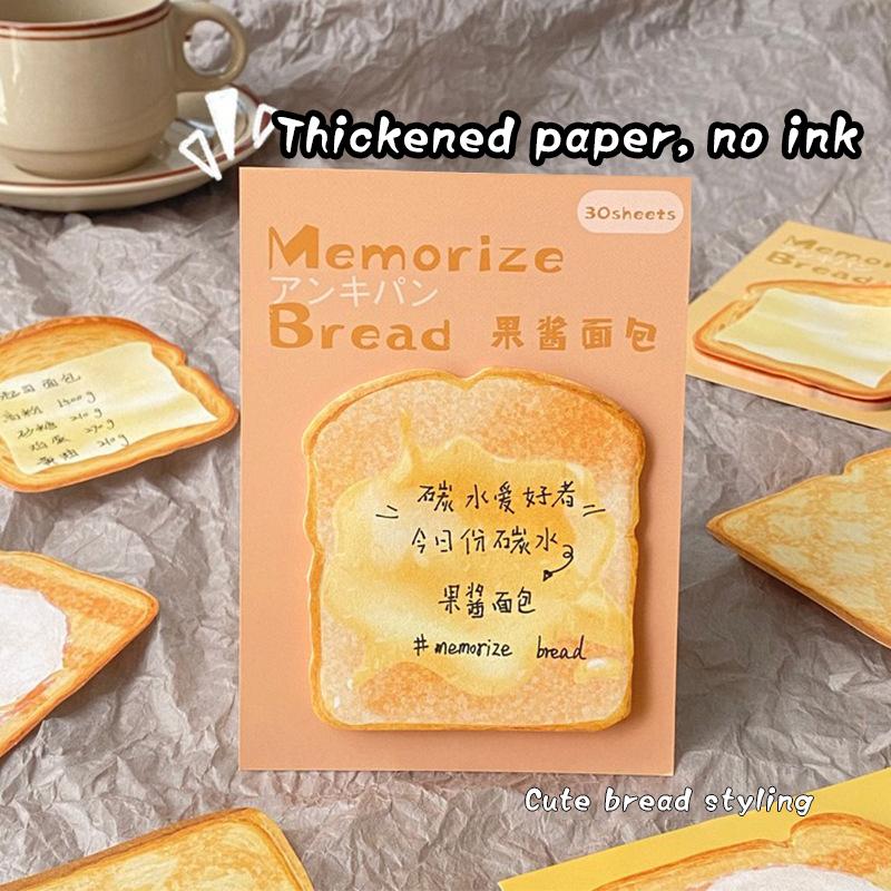 30Sheets Creative  Toast Shape Convenience Sticker Message Paper Adhesive Self Sticky Sticky Notepad School Supplies
