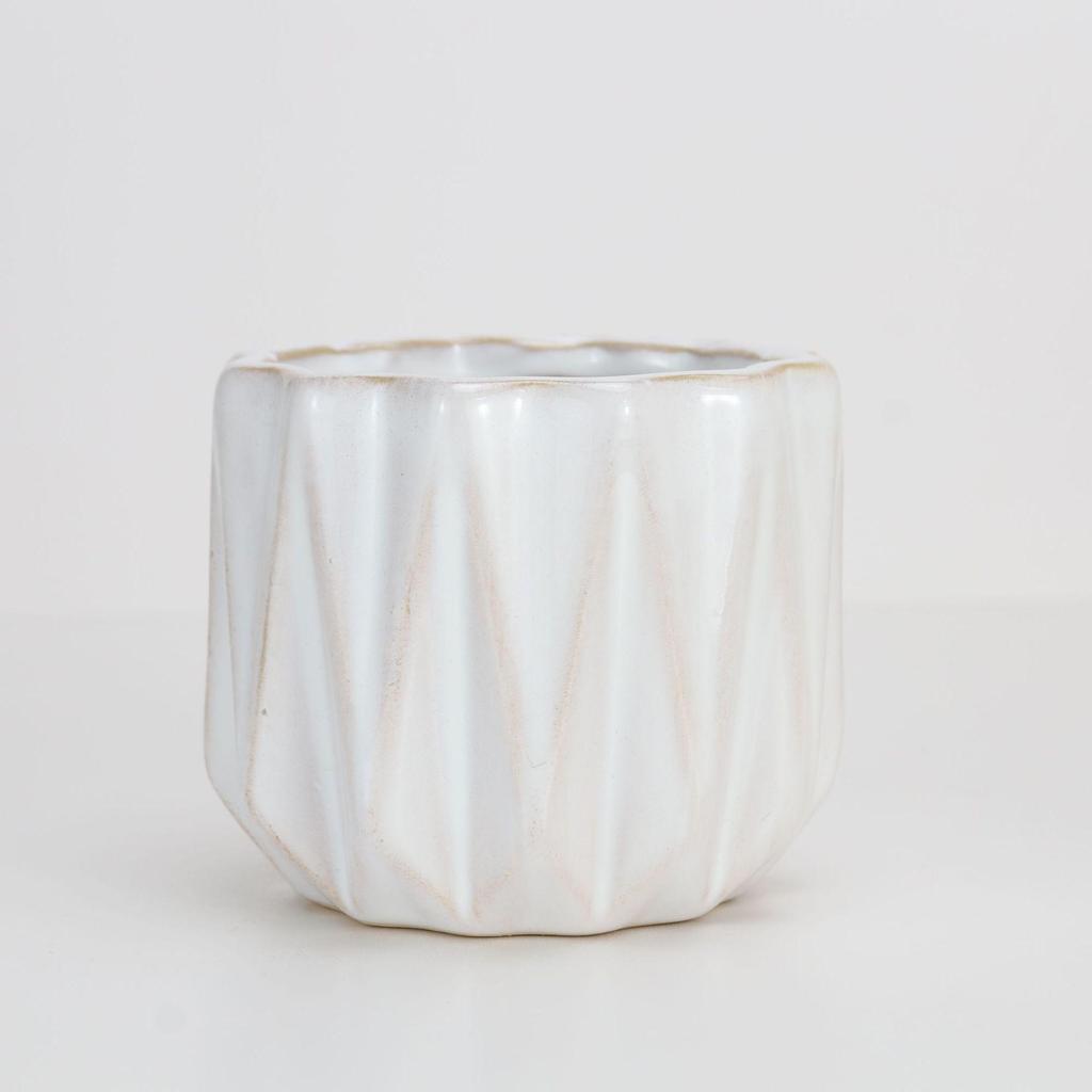 White Ceramic Rhombus Succulent Pot - Modern Retro Mini Vase for Small Plants