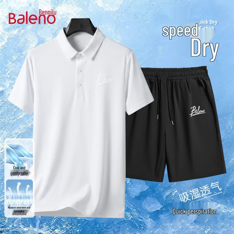 Baleno Men s Cooling Ice Silk Polo & Shorts Set M