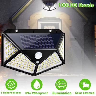 100 LED Solar Wall Light – Smart Motion Sensor & Light-Controlled Outdoor Waterproof Lamp for Garden Fence Stairs Security Lighting