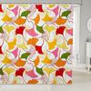 Green Ginkgo Biloba Shower Curtain Gold Ginkgo Leaves Modern Bathroom Shower Curtains Set Waterproof Botanical Bath Curtain Sets