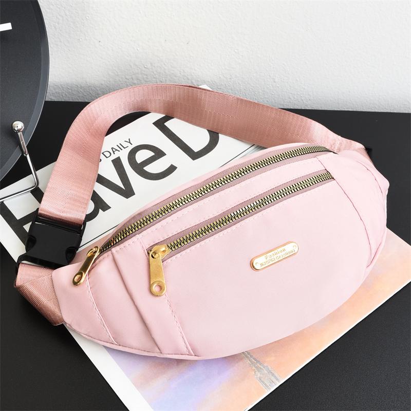 Waist Bags for Women Polyester Leisure Color Waist Bag Shoulder Crossbody Chest Bags Handbags All-Match Messenger Belt Bags