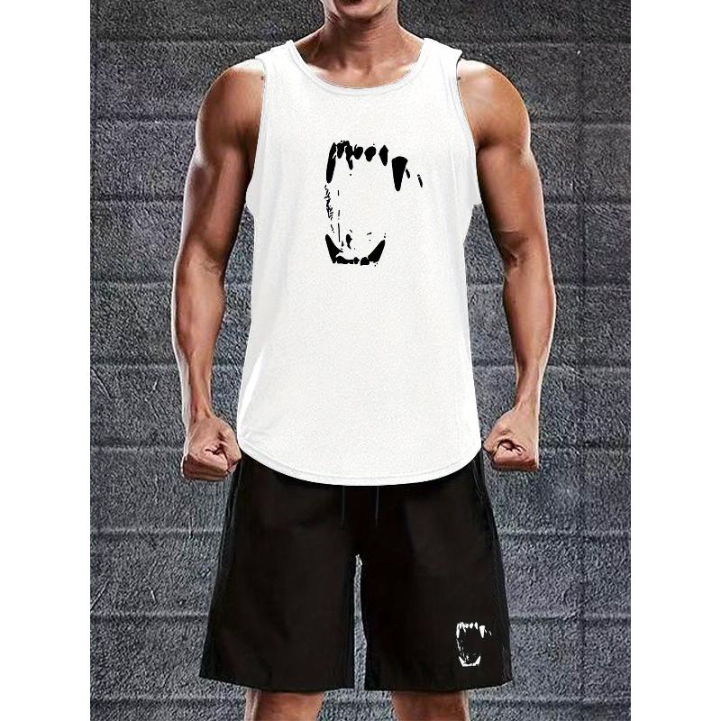 

Versatile Streetwear Polyester Set Men s Tank Top and Lounge Shorts XXL білий