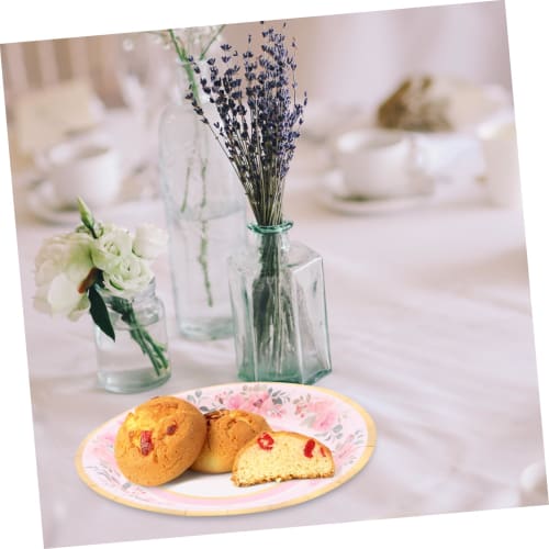 1 Set Paper Teacup Set, Party Tableware, Printed Flower Plates, Paper Birthday Plates, Disposable Teacups and Saucers, Floral Paper Plates, Tea Party