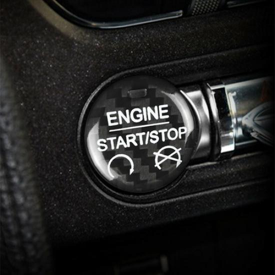 Real Carbon Fiber Car Interior Start Button Cover Sticker Special For Mustang 18