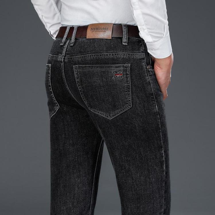 High End High Waisted Straight Tube Men's Stretch Jeans Spring New Thick Pants