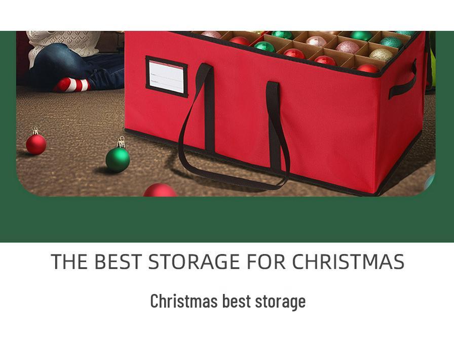 Foldable Oxford Cloth Christmas Ornament Storage Box with 128 Compartments