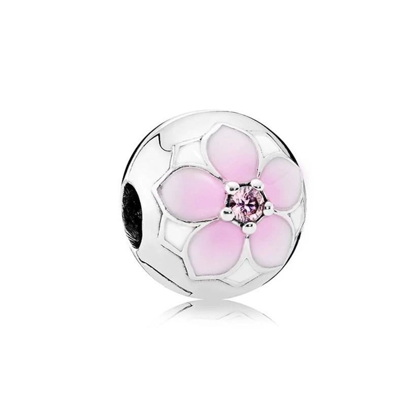 2025 Sparking Flower Clip Charm Beads Dangle Snake Fit Original Silver Bracelet Necklace Beads For Diy Jewelry Women Gift