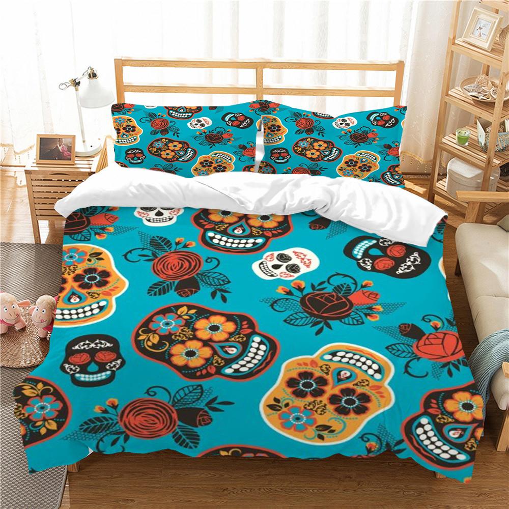 

Постельный комплект в стиле черепа, пододеяльник с 3D принтом черепа, роскошный домашний комплект постельного белья, комплект постельного белья из полиэстера, комплект пододеяльников одного размера для подростков EU Single 135x200cm