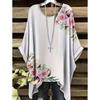 Women's T-Shirt Fashion Floral Printing Short Sleeve Tops Summer Vintage Street Round Neck