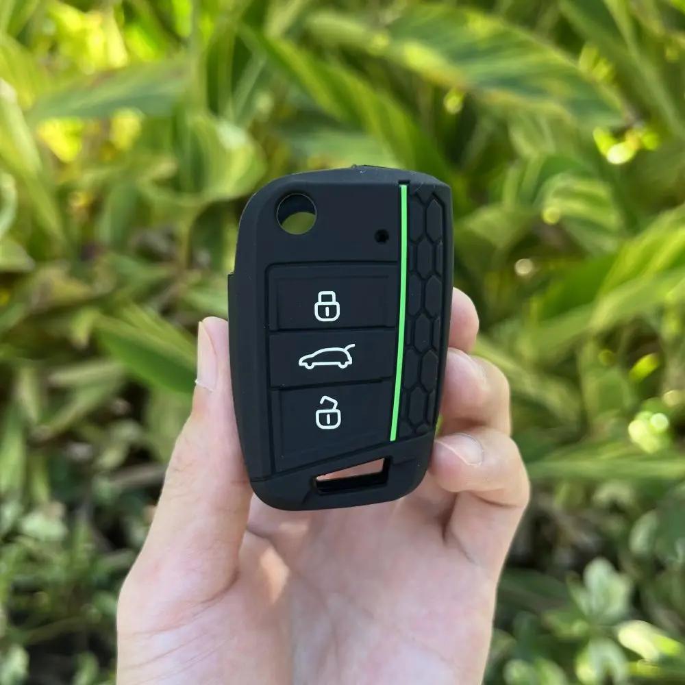 3 Button Silicone Car Key Case Cover for Volkswagen VW Polo Golf 7 MK7 for Skoda Octavia Combi SEAT Leon Ibiza CUPTRA Keychain