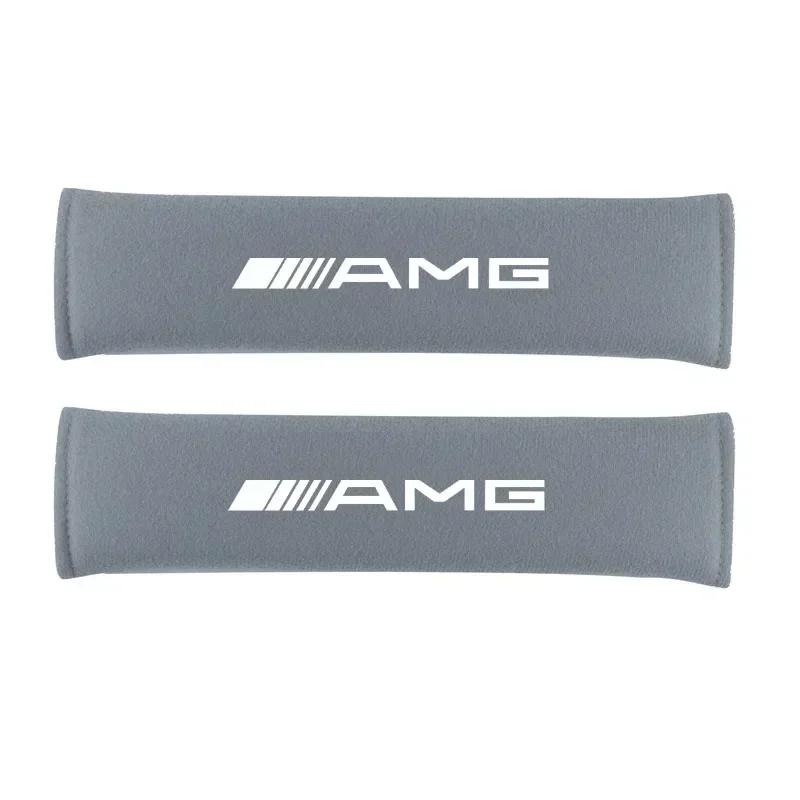 WVOS1 2Pcs Seat Belt Cover Car Styling Cotton Safety Shoulder Protector For Mercedes Benz AMG GLE GLS CLS GLC CLA GLA Auto Accessories