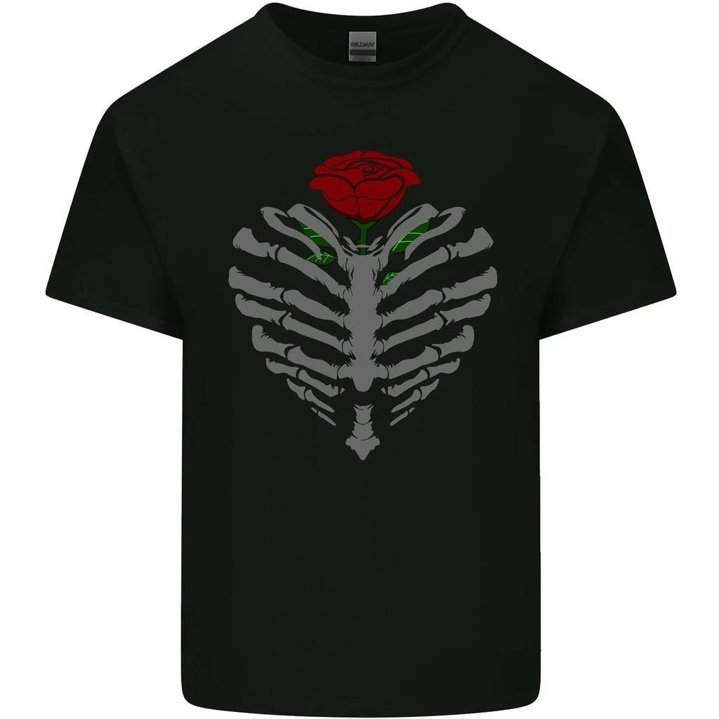 Rib Cage & Rose Gothic Heavy Metal Biker Kids T-Shirt Childrens