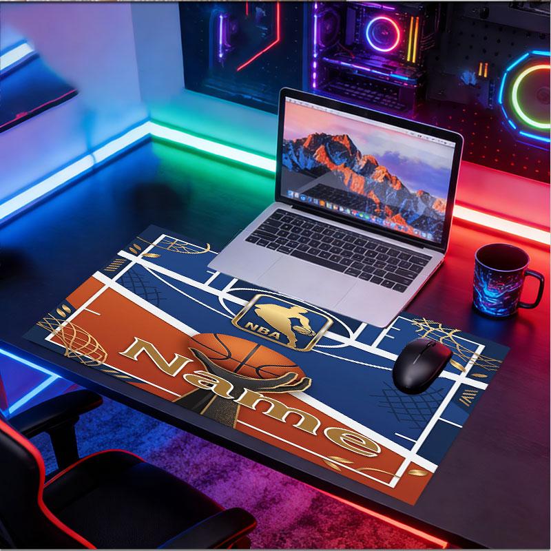 Personlig Mousepad med NBA-mønster og Navn, Skrivebordsmåtte til Bærbar PC, Dekorativ Skrivebordsmåtte til Hjemmet, Tastaturunderlag Gave