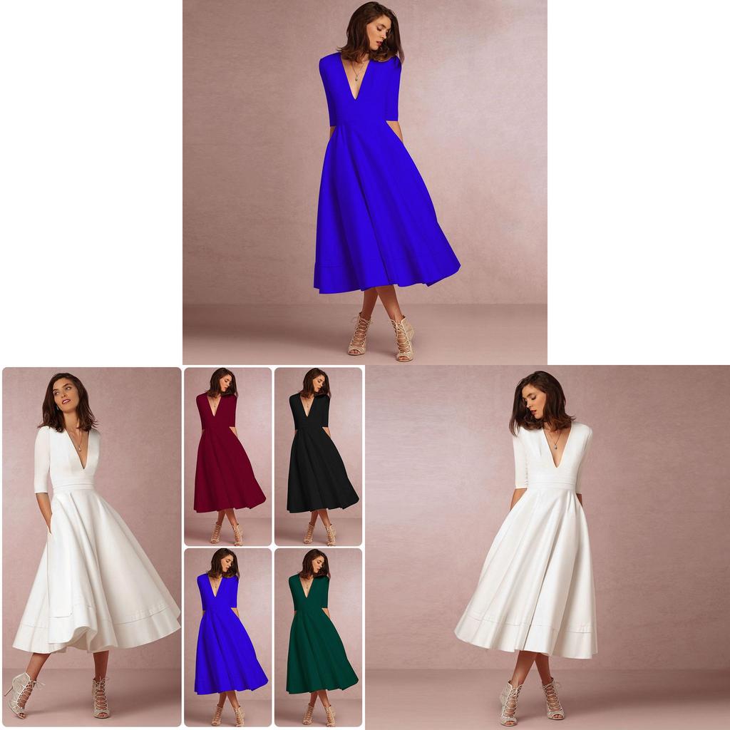 Robe élégante et décontractée en maille pour femme, avec col en V, disponible en plusieurs couleurs.