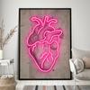 Neon Skeleton Vintage Diagram Art Print Medical Poster Modern Neon Heart  Canvas Painting Doctor Office Room Wall Pictures Decor