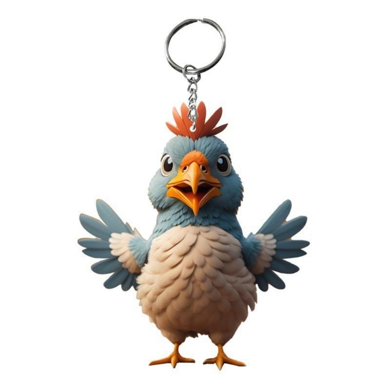 6pcs  Cartoon Chicken Keychain Decorative Backpack Accessory Christmas Keyrings