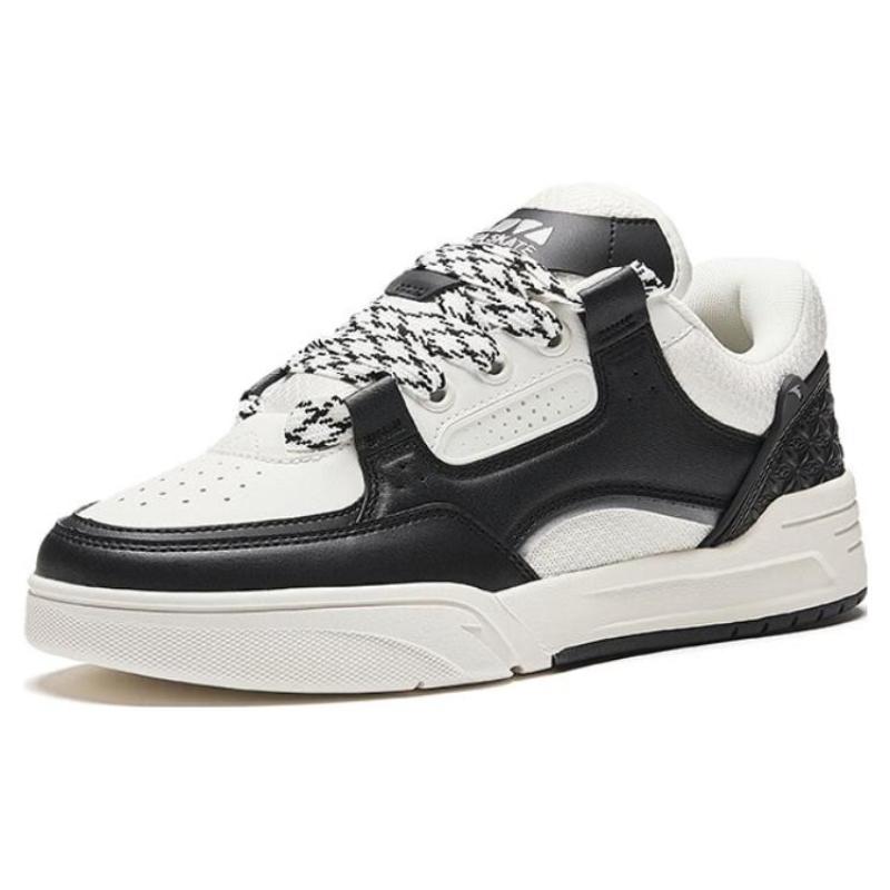 Anta AOJIE Anti-Slip Wear-Resistant Low-Top Skateboard Shoes Men's White Black Sneakers 912348040-1