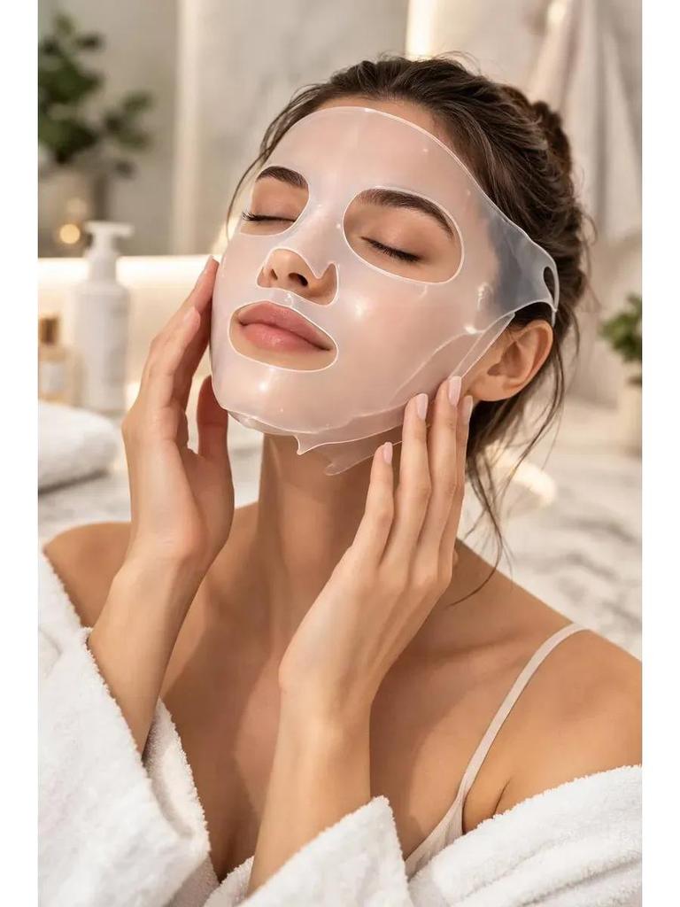 New Silicone Face Mask Cover Prevent Mask Essence Evaporation Speed Up The Absorption Moisturizing Facial Mask Cover Reusable Pink/White