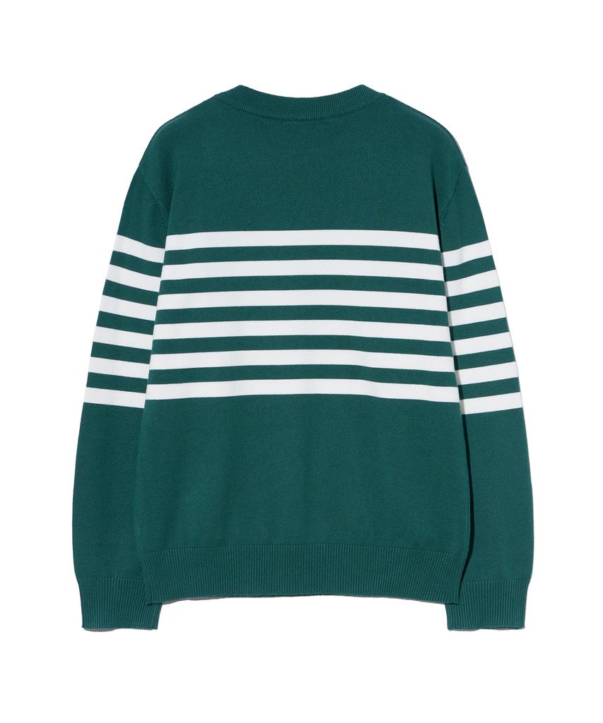 IRONYPORNO WHITELINE 86-Iroj366 Solid Striped Long Sleeve Knit Green