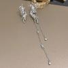 Silver Needle Rhinestone & Butterfly Tassel Earrings - Stylish, Exaggerated Slimming Studs for Women