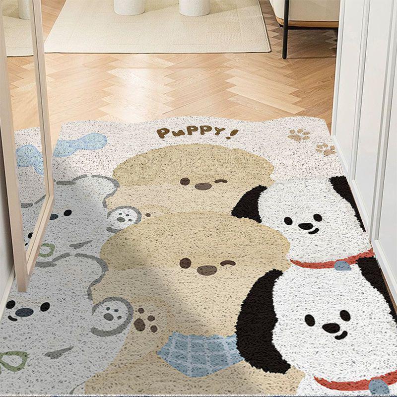 Customizable PVC Cartoon Dog Entrance Doormat - Dust-Removing Silk Coil Carpet 40*60cm