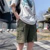 Męskie Spodenki Cargo Modne Kieszenie Letnie Bawełniane Spodenki Turystyczne Jogger Elastyczny Pas Spodenki Sportowe