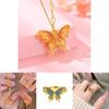Elegantes, goldplattiertes Schmetterlingsring- und Traumanhänger-Ketten-Set für königliche Mode