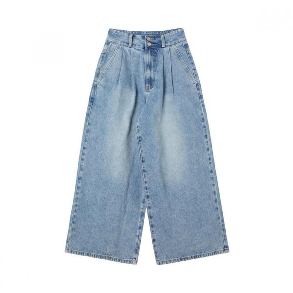 Washed High Waist Tuck Wide Pants As1dp270