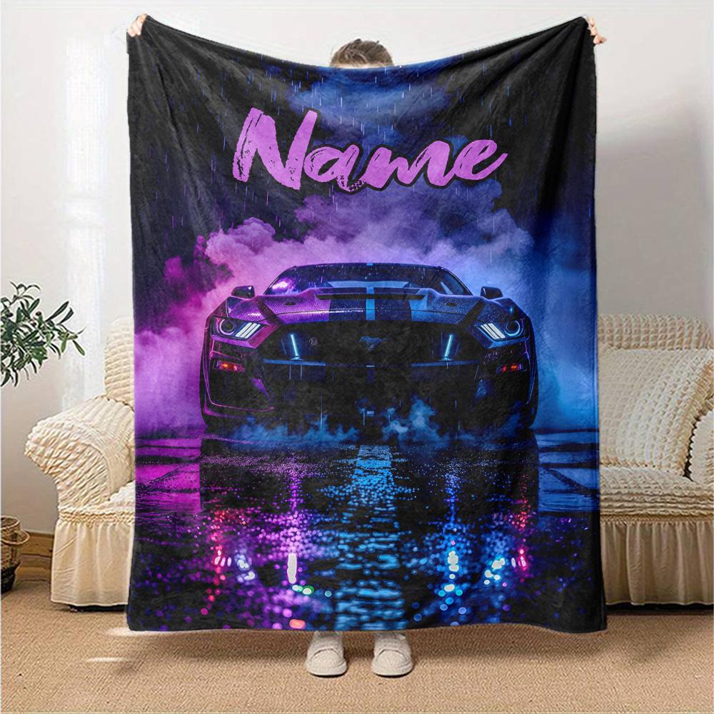 Custom Name Racing Theme Printed Blanket - Perfect for Couch, Bed, Travel & Outdoor Use | Machine Washable, Cozy & Durable.