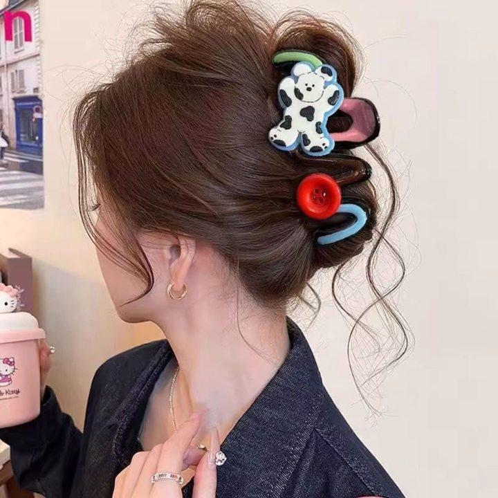 Advanced Sense 2025 Cute Cartoon Shark Claw Hair Clip - Large Size Bun Clip for Women