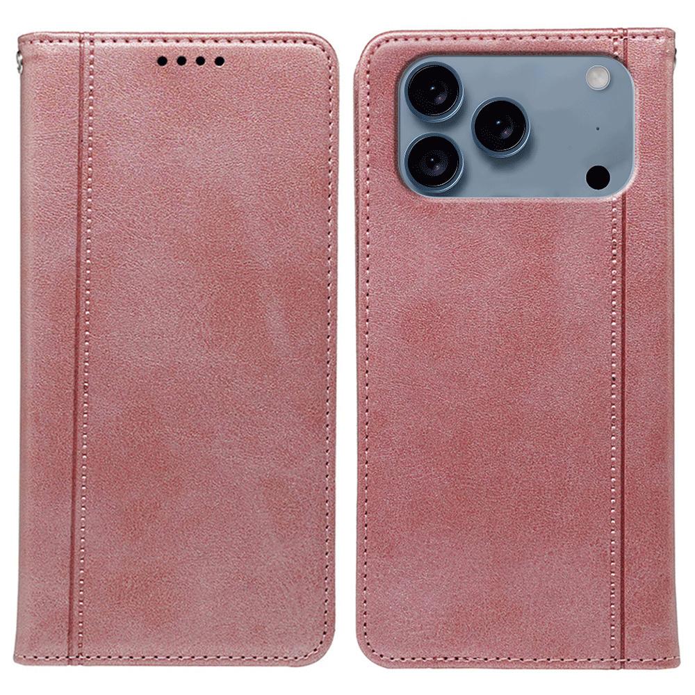 For iPhone 17 Pro Max Case Hidden Magnetic Closure Calf Texture Leather Phone Cover
