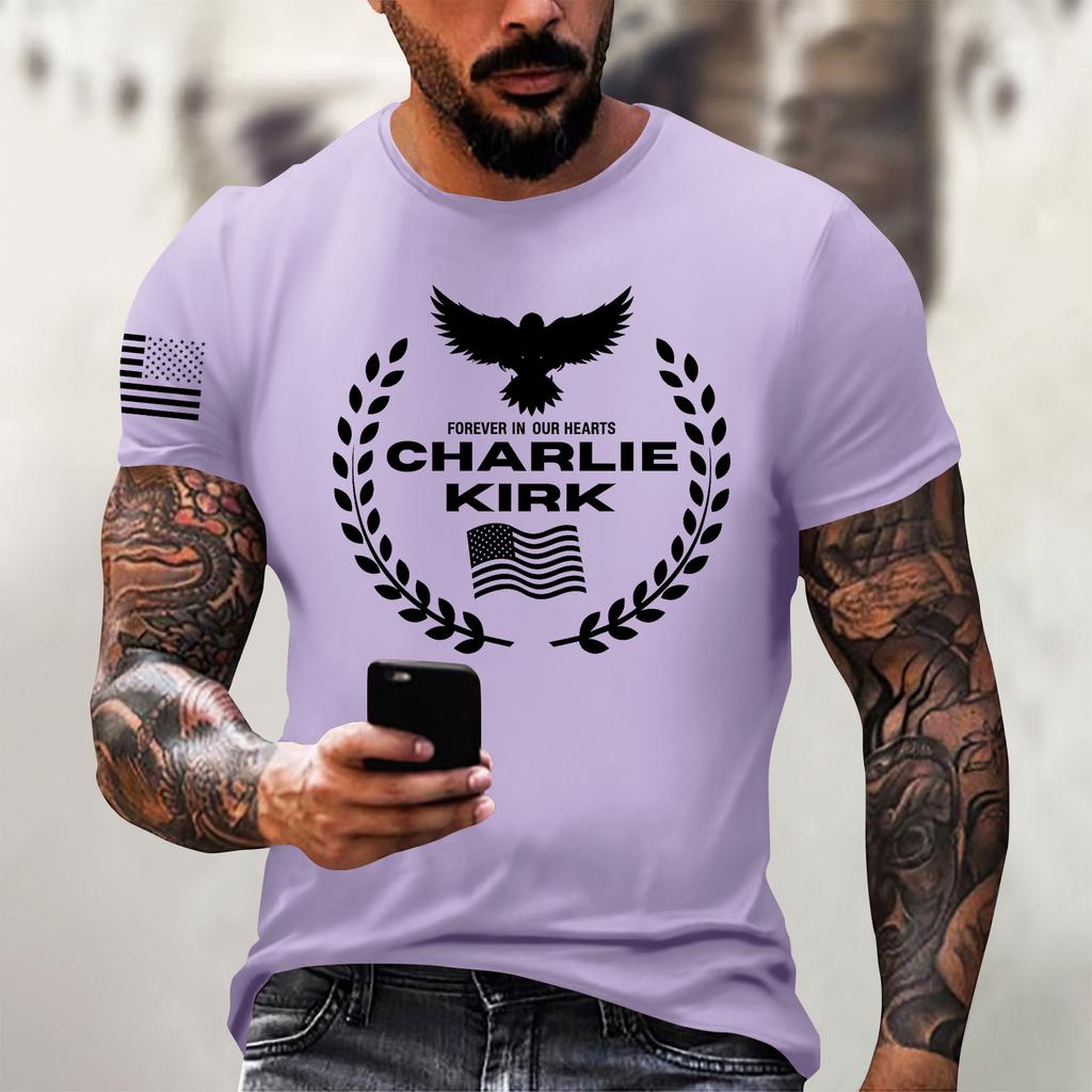 Fashionable Round Neck Short Sleeve Work Clothes Printed Tops For Mens Summer Tops