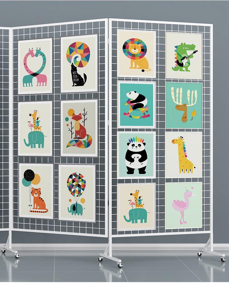 Iron Mesh Folding Display Stand for Art and Calligraphy Exhibitions